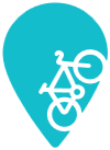 Icon von der internetplatform bikeable.ch: ein Velo in einem türkisfarbenem Tropfen